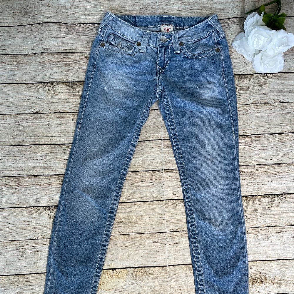 True Religion Women's Julie Skinny Flap Stretch Low Rise Jean Size 25 USA Made